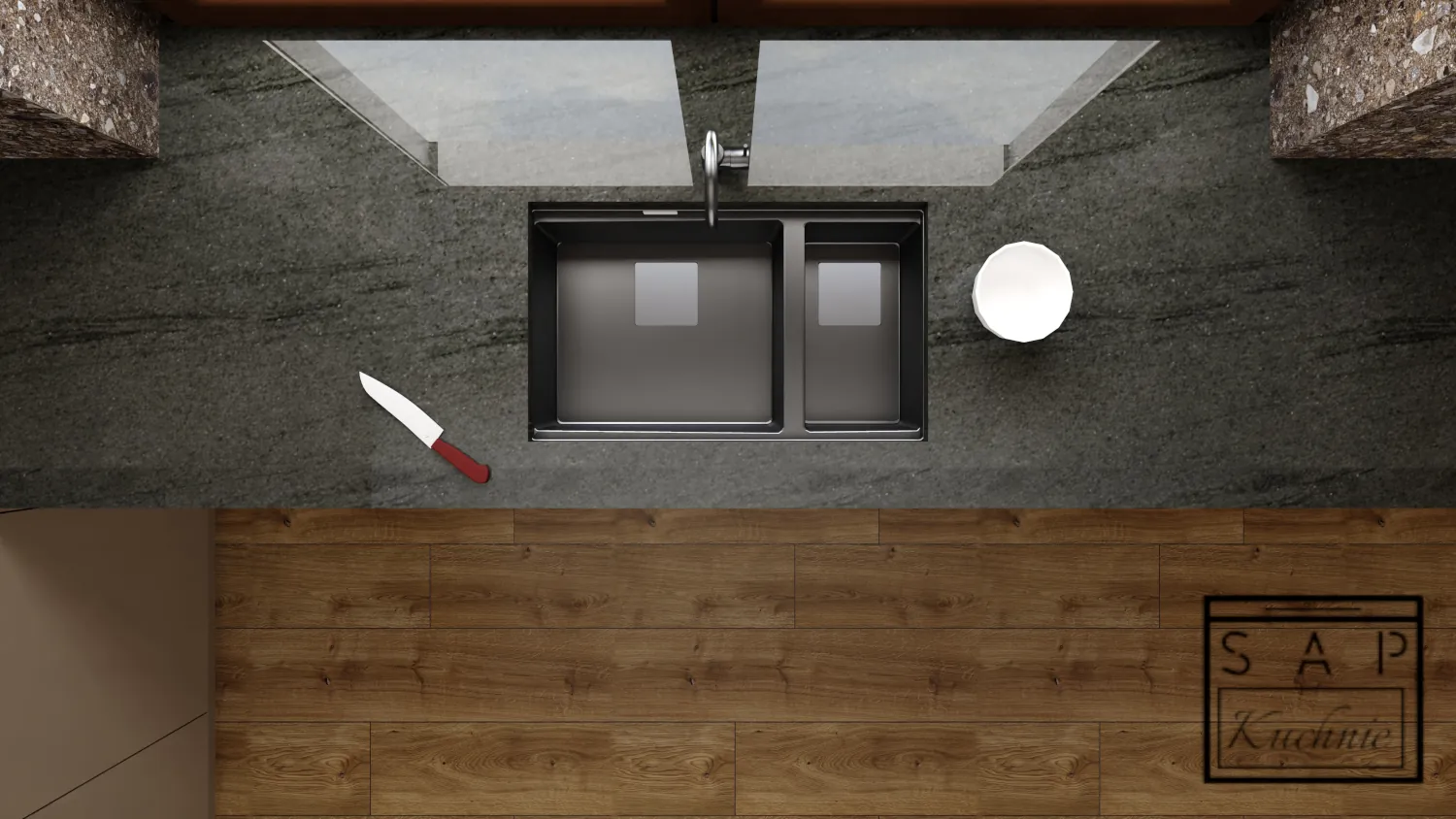 Zlewozmywak podwieszany dwukomorowy